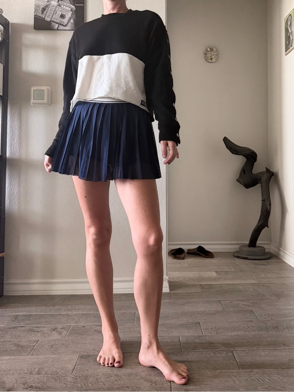 Stylish color block black and white sweatshirt, size S